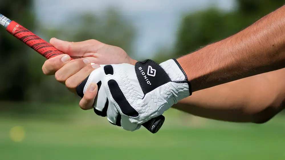 golfer with bionic stablegrip gloves